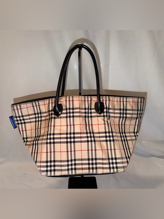 Burberry Handbags - Burberry Blue Label Nova Check Canvas Zipper Tote Bag